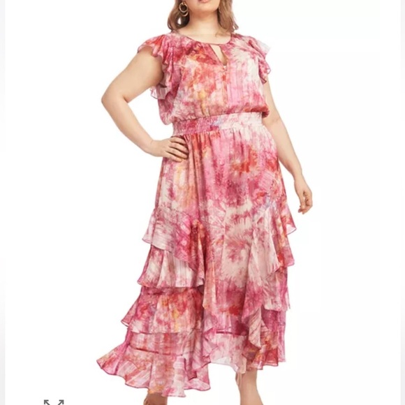 RACHEL Rachel Roy Dresses & Skirts - Rachel Roy Issa Printed Chiffon Tiered Dress pink women’s size 14